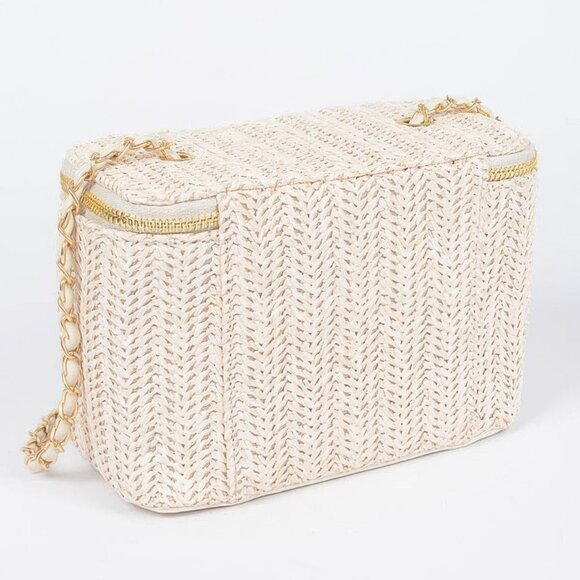 Faux Straw Cosmetic Case Bag - Picture 3 of 6